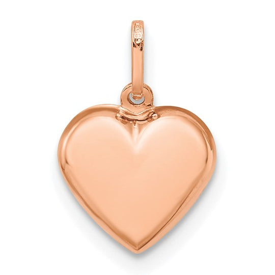 Dije Corazón 3D en Oro Rosa de 14K Pulido