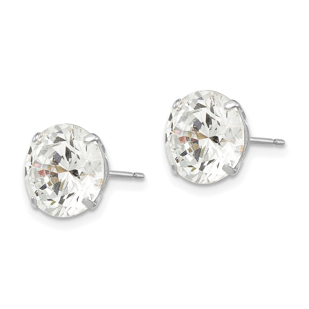 Aretes con Poste de Circonita Redonda de 9 mm en Oro Blanco de 14k