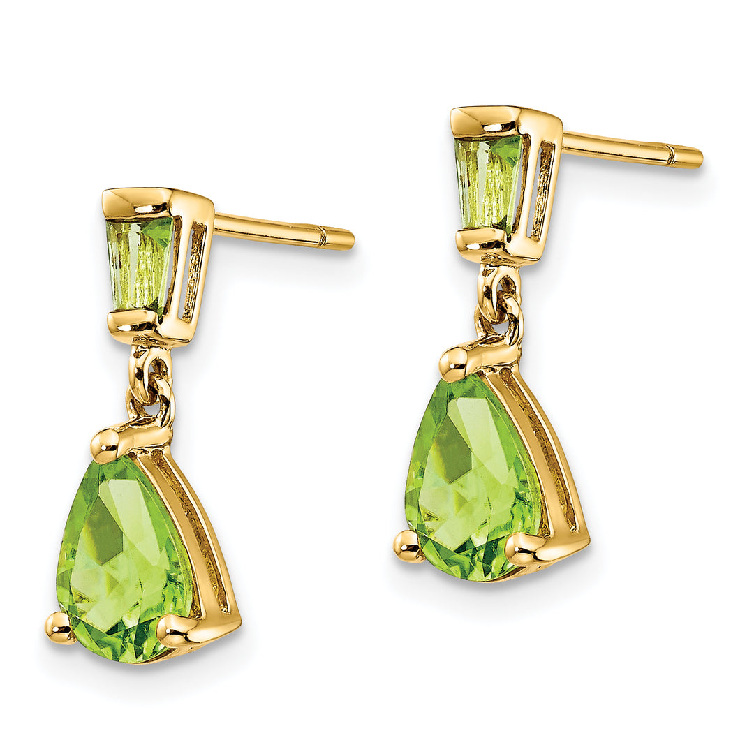 Aretes Colgantes con Peridoto en Oro de 14k