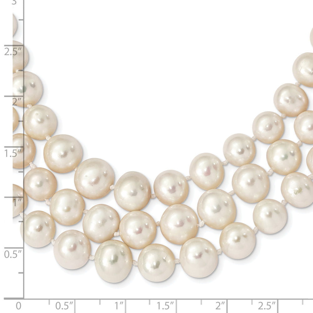 Collar de múltiples hebras de perlas FWC blancas semicirculares de 14 quilates, 5-9 mm