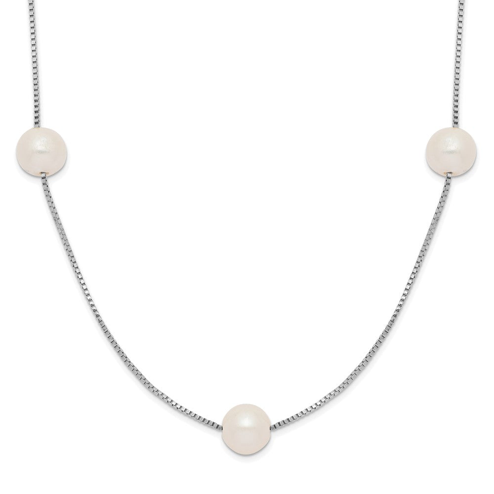 Collar de 9 estaciones con perlas FWC blancas redondas de 5 a 6 mm de oro blanco de 14 quilates