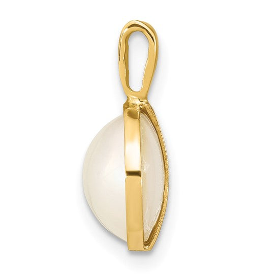 Colgante de Perla Mabe de Agua Salada Blanca de 9-10 mm en Oro Amarillo de 14k