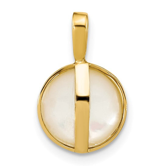 Colgante de Perla Mabe de Agua Salada Blanca de 9-10 mm en Oro Amarillo de 14k