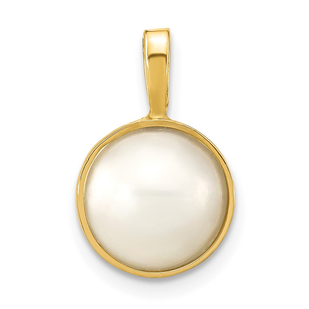 Colgante de perlas Mabe de agua salada blanca de 14 quilates, 9-10 mm