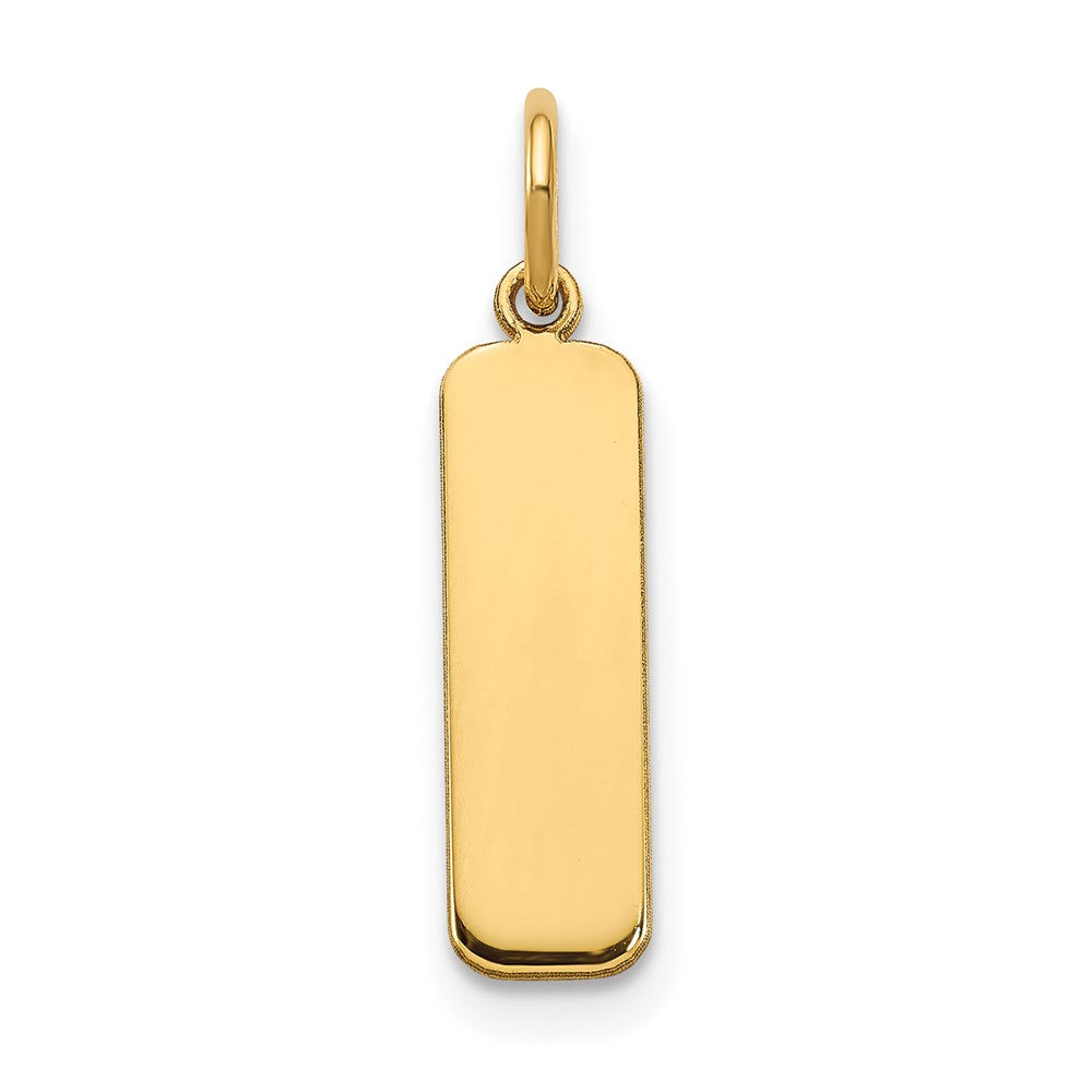 Dije de barra pequeña en blanco de oro amarillo de 14 k