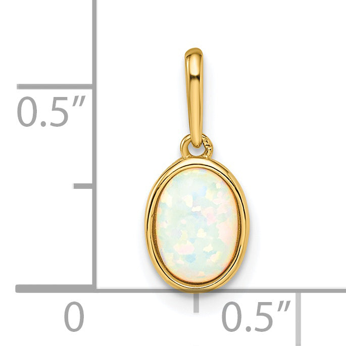 Colgante con Ópalo Creado en Laboratorio en Oro Amarillo de 14k