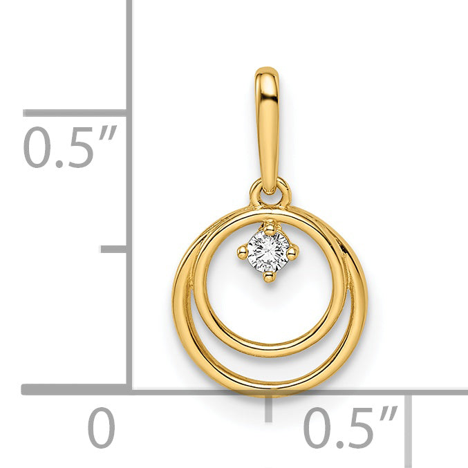 Colgante Circular con Circonia Cúbica en Oro de 14k