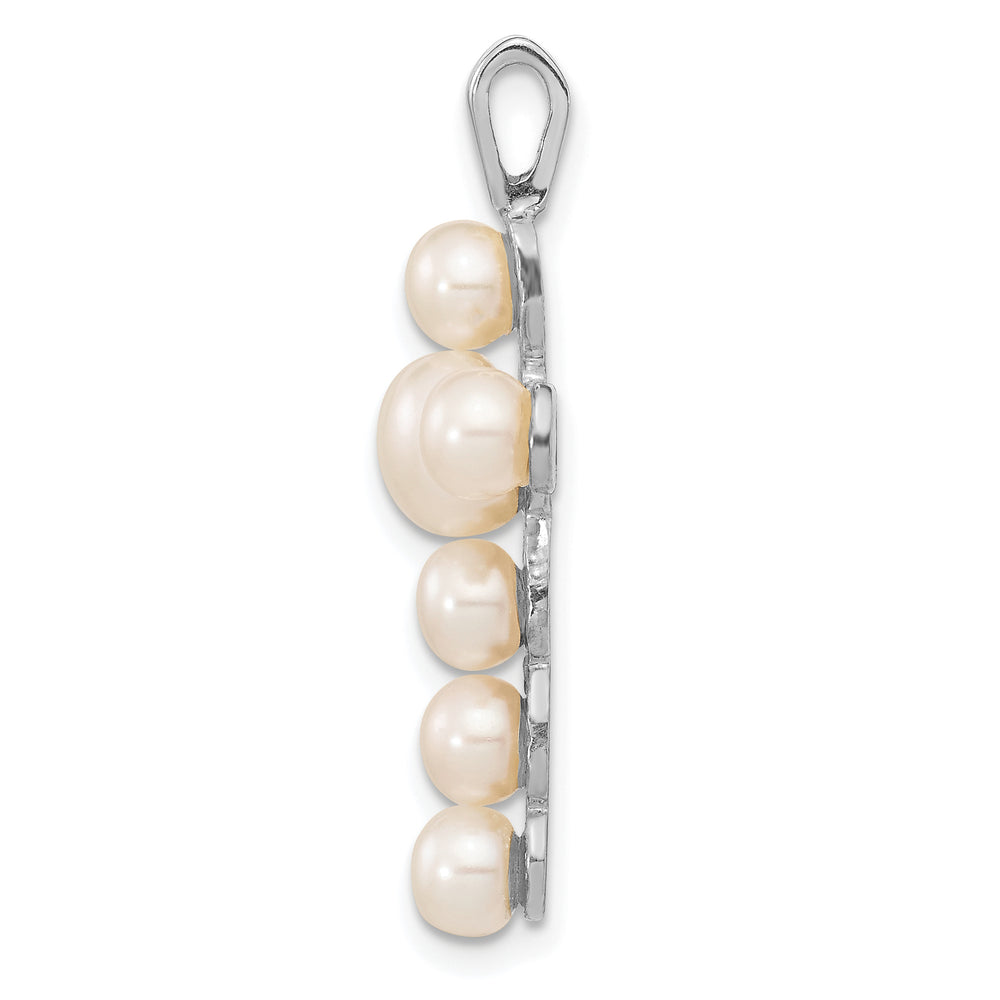 Colgante de cruz de perlas FWC con botón blanco de 14 KW, 4-5 mm y 5-6 mm