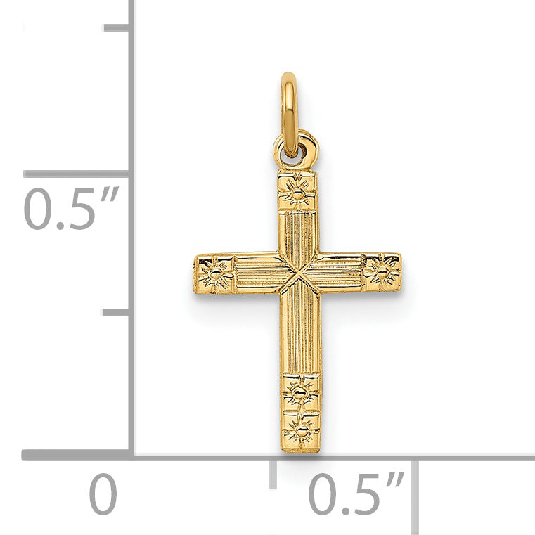 Colgante de cruz sólida pulida y texturizada de 14k