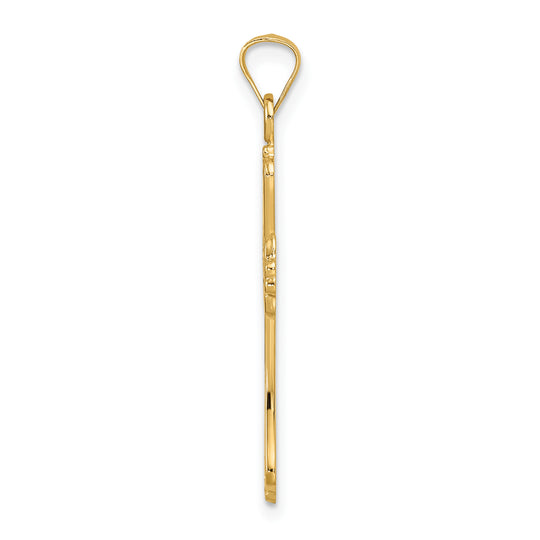 Colgante de cruz de diseño elegante sólido pulido de 14 k