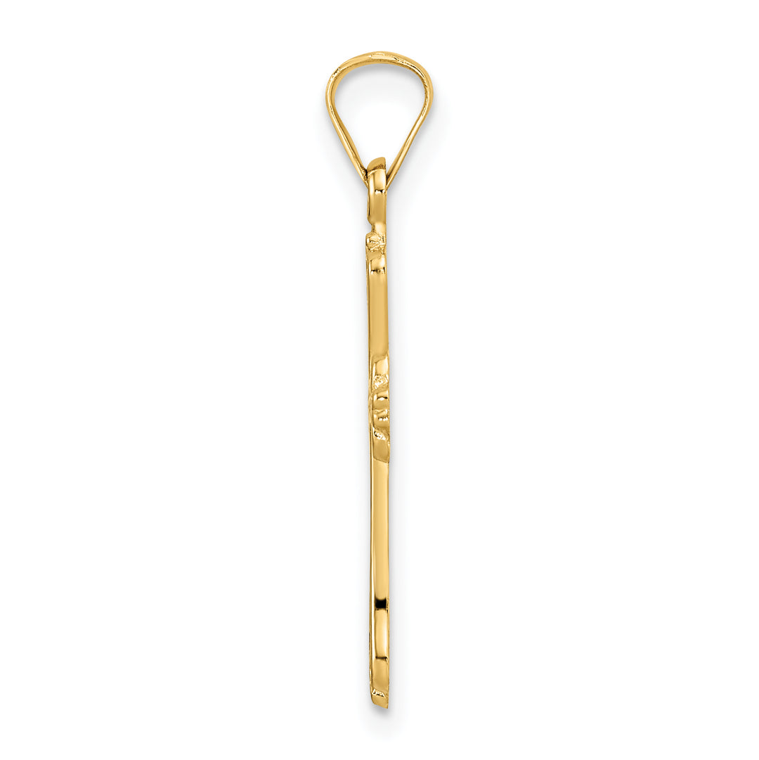 Colgante de cruz de diseño elegante sólido pulido de 14 k