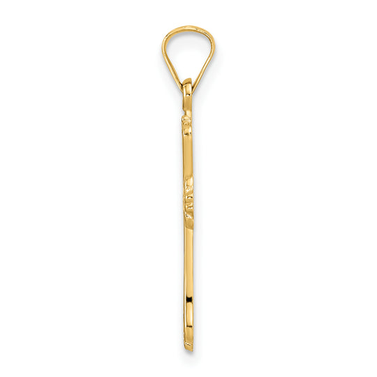 Colgante de cruz de diseño elegante sólido pulido de 14 k