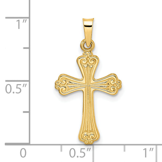 Colgante de cruz de diseño elegante sólido pulido de 14 k