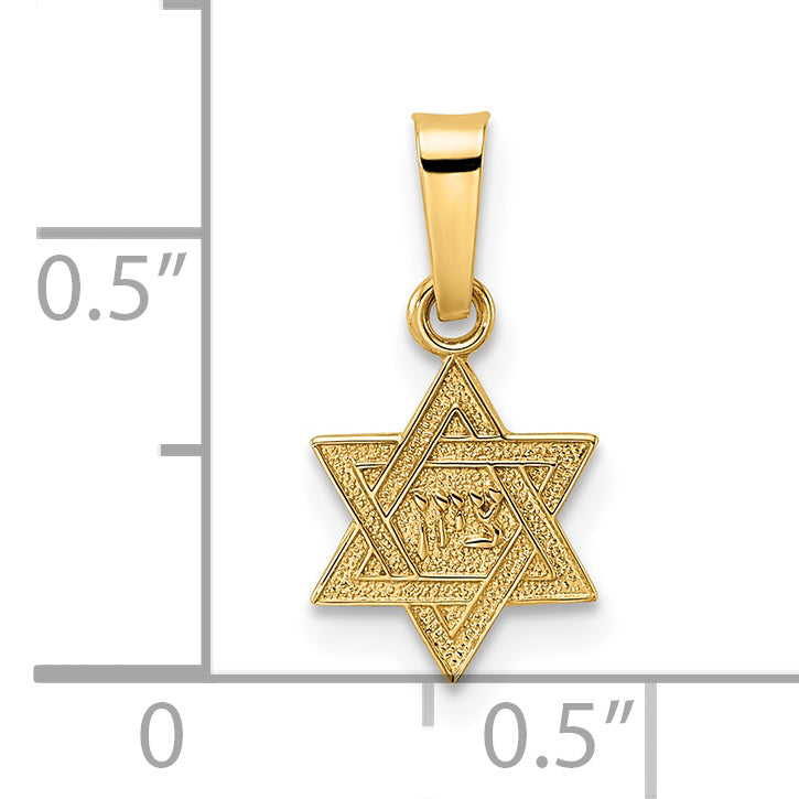 Colgante de estrella de David sólida pulida y texturizada de 14k