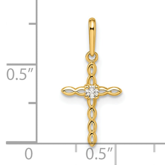 Colgante de cruz con circonita cúbica de 14 quilates.