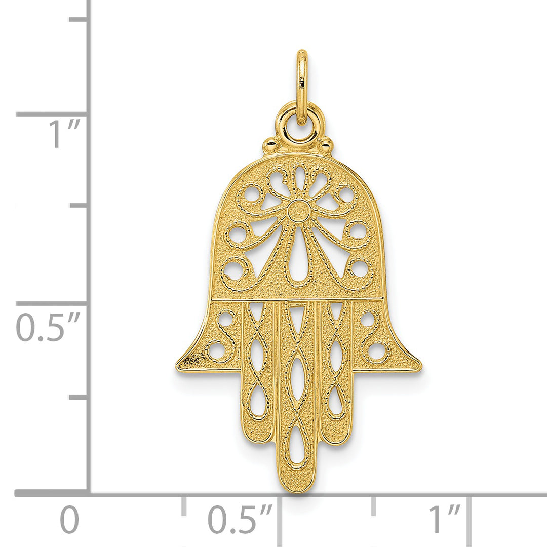 Colgante Hamsa sólido pulido y texturizado de 14k