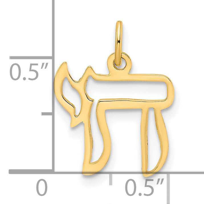 Colgante de contorno de símbolo Chai sólido pulido de 14k