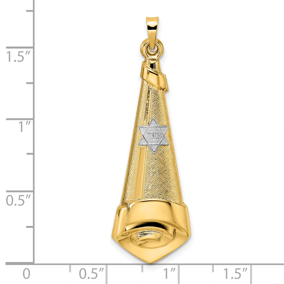 Colgante de pergamino hueco pulido en dos tonos de 14 k