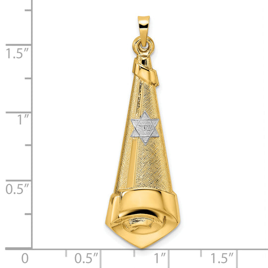 Colgante de pergamino hueco pulido en dos tonos de 14 k