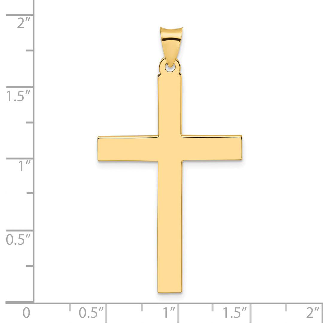 Colgante de cruz maciza pulida de 14 quilates.