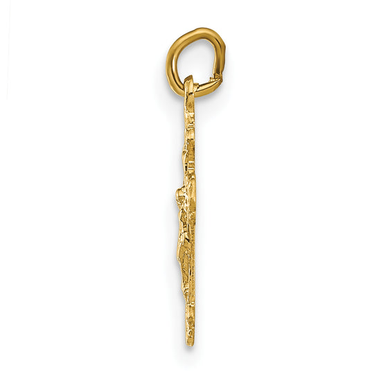 Colgante de crucifijo hueco INRI de 14 k