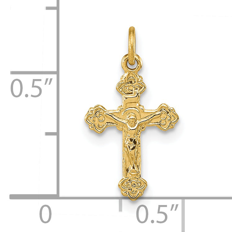 Colgante de crucifijo hueco INRI de 14 k