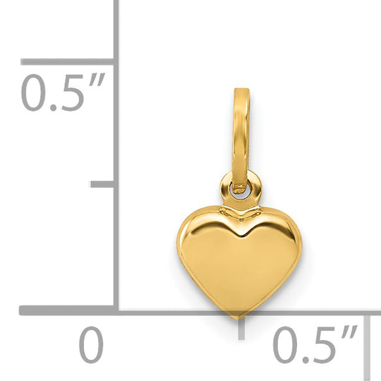 Dije de corazón inflado en 3D pulido de 14 quilates