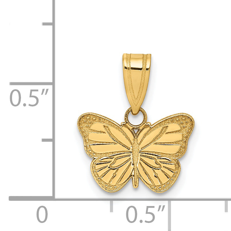 Dije de mariposa cortado con láser de 14k