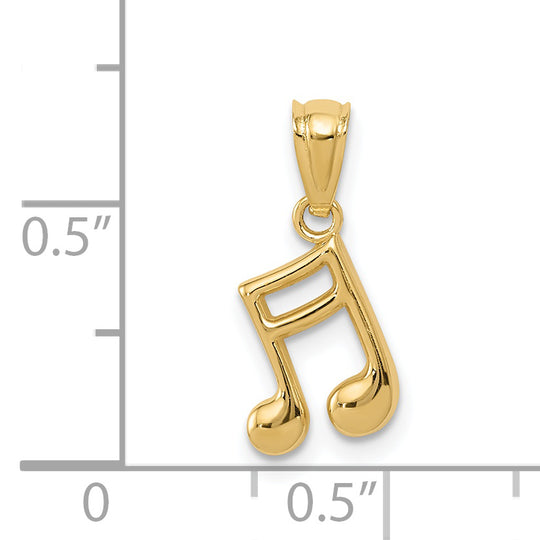 Colgante de Nota Musical Pulido de 14k