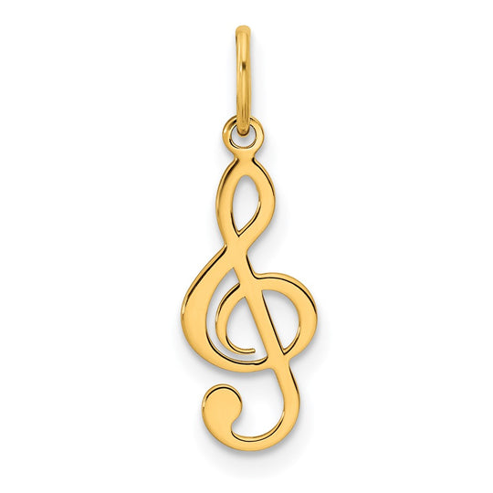 Colgante de Clave de Sol Pulido en Oro Amarillo 14k