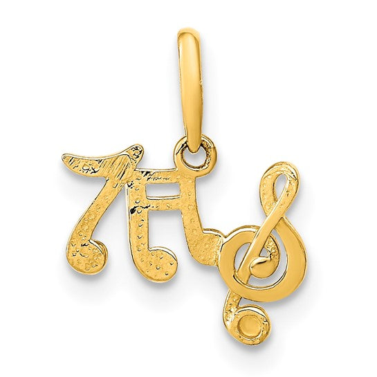 Colgante de Notas Musicales Pulidas en Oro Amarillo de 14k