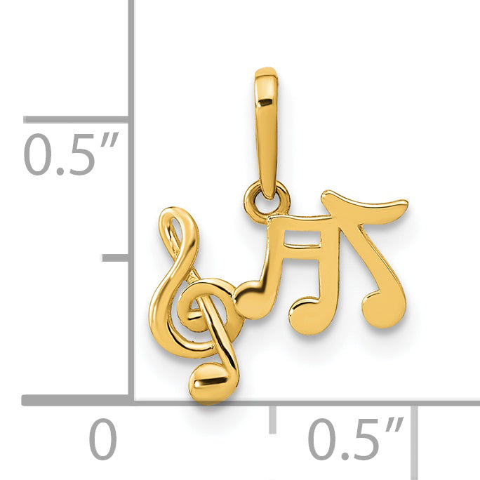 Colgante de Notas Musicales Pulidas en Oro Amarillo de 14k