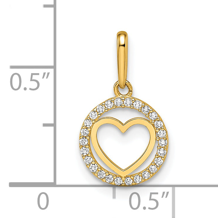 Colgante de Corazón con Circonia Cúbica en Oro Amarillo de 14K