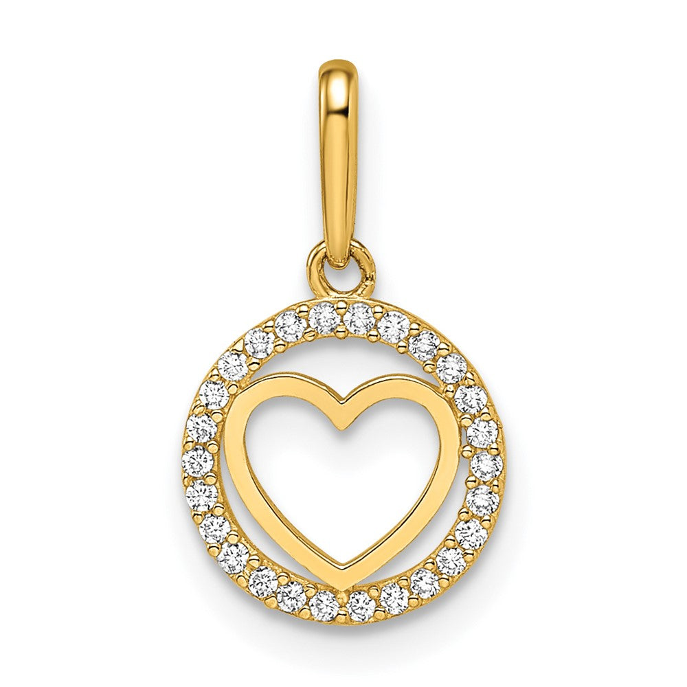 Colgante de Corazón con Circonia Cúbica en Oro Amarillo de 14K