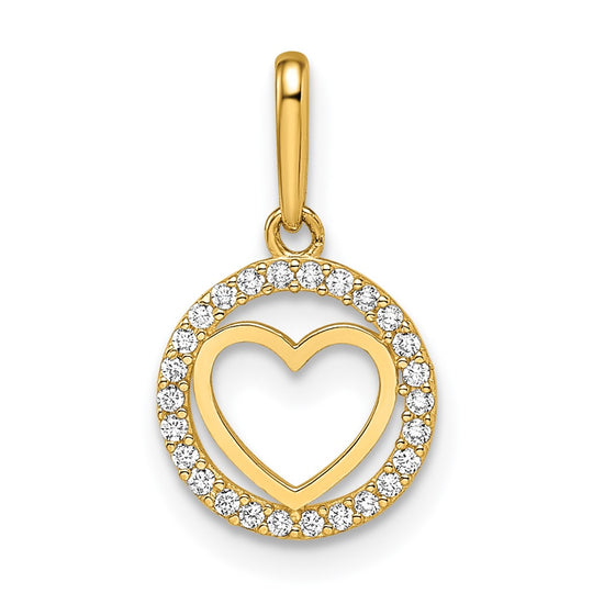 Colgante de Corazón con Circonia Cúbica en Oro Amarillo de 14K