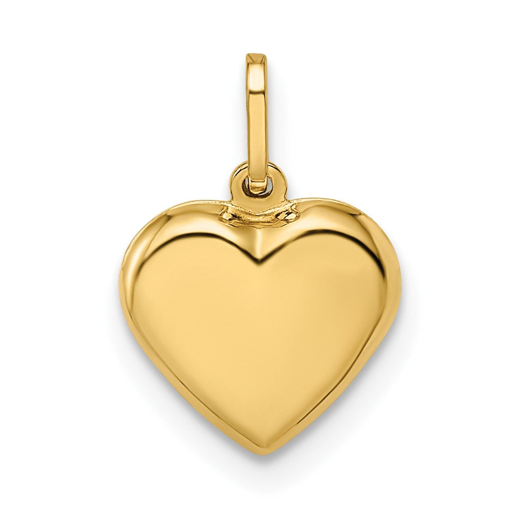 Colgante de corazón inflado pulido de 14k