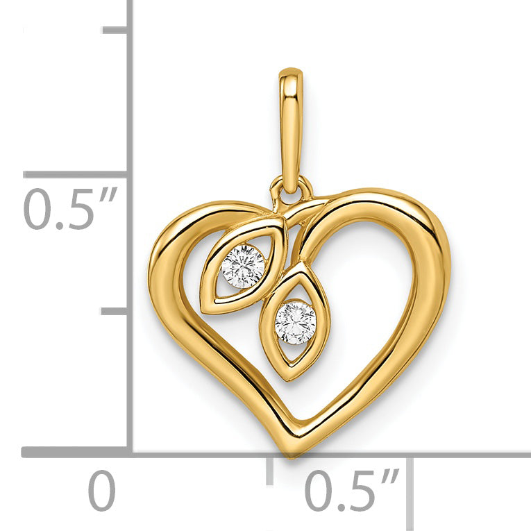 Colgante de corazón con circonita cúbica de 14 k