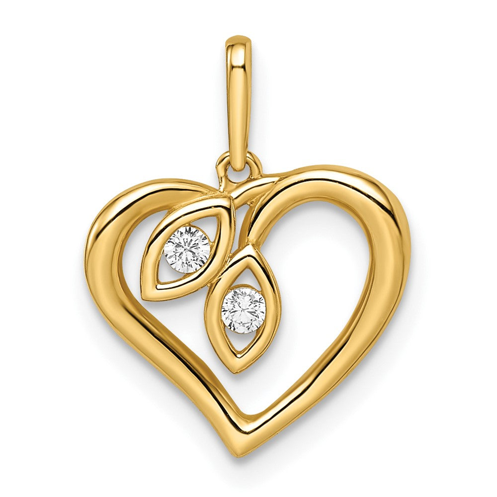 Colgante de corazón con circonita cúbica de 14 k