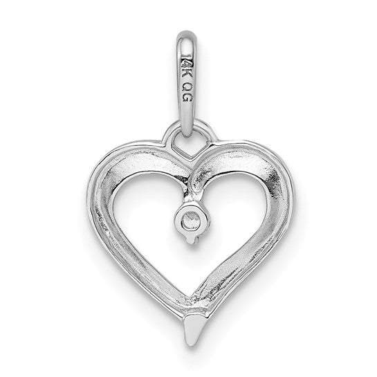 Colgante de Corazón con Circonia Cúbica en Oro Blanco de 14K