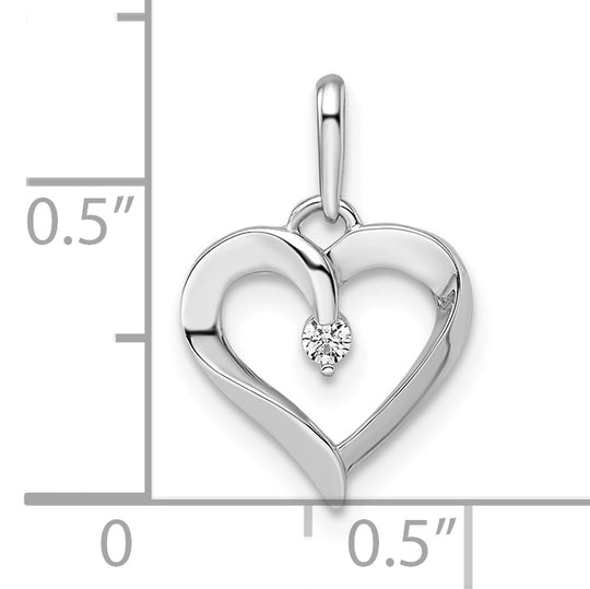 Colgante de Corazón con Circonia Cúbica en Oro Blanco de 14K