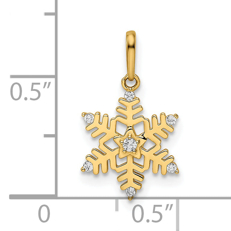 Péndulo de Copo de Nieve CZ de 14k