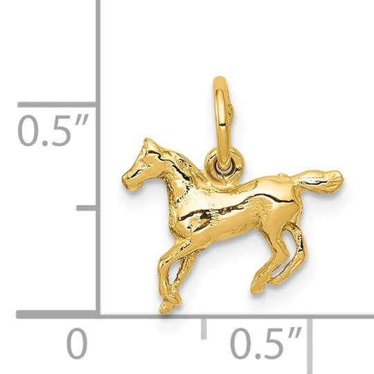 Dije de Caballo Pulido en Oro Amarillo 14K