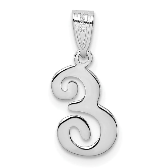 Dije con la Inicial "E" en Estilo Cursiva en Oro Blanco de 14k