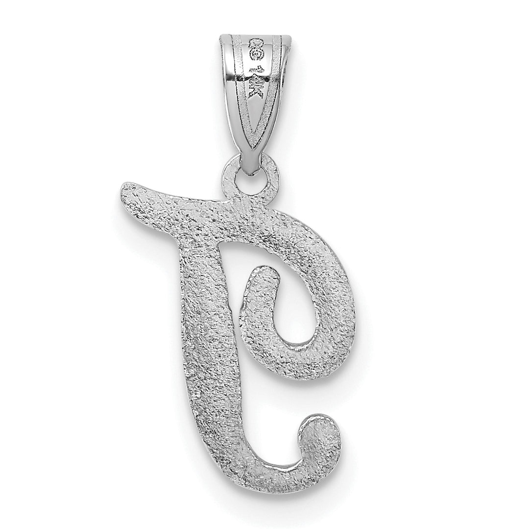 Colgante de Inicial "T" en Oro Blanco de 14k Estilo Script