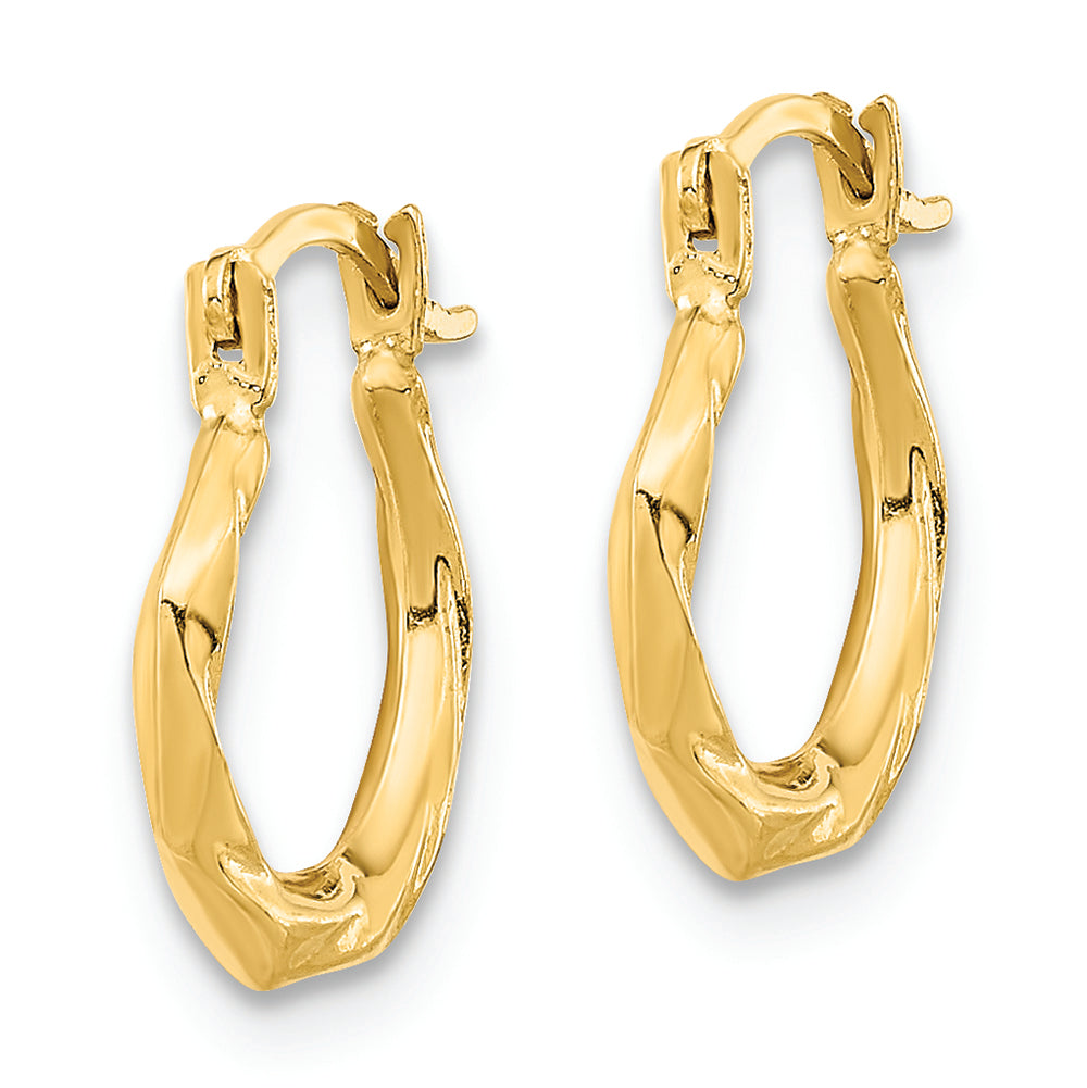 Aretes de Aro Torcidos Pulidos  en Oro Amarillo de 14k