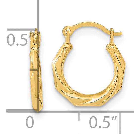 Aretes de Aro Torcidos Pulidos  en Oro Amarillo de 14k