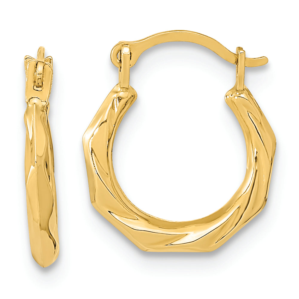 Aretes de Aro Torcidos Pulidos  en Oro Amarillo de 14k