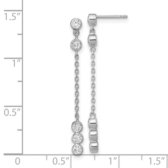 Pendientes colgantes con eslabones de cadena con circonita cúbica en oro blanco de 14 quilates