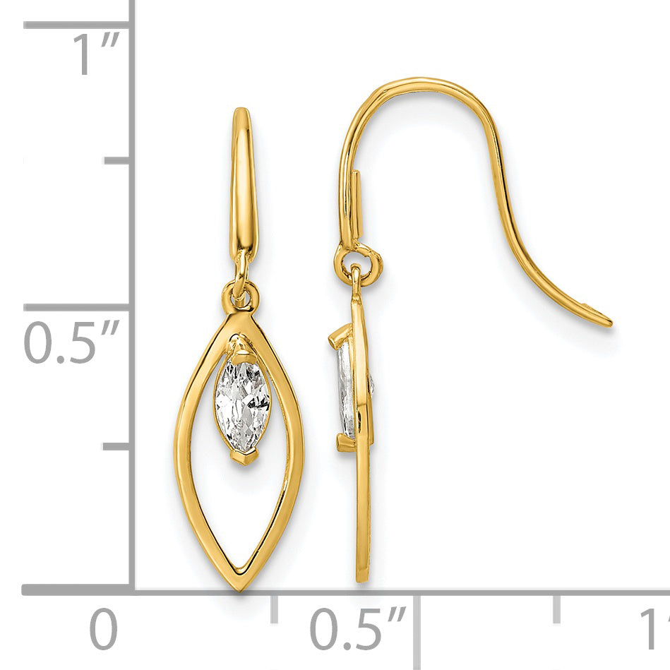 Aretes Colgantes con Circonita Cúbica de 14k