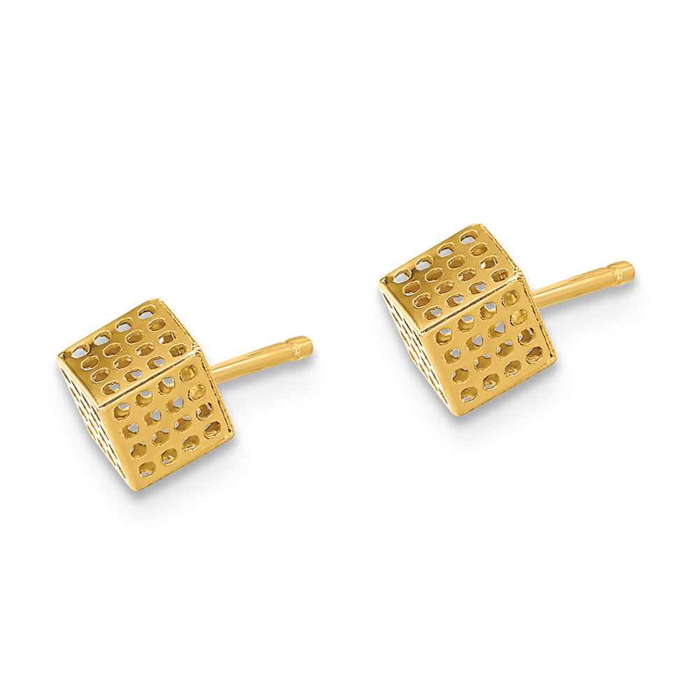 Aretes con Poste de Bloque Hueco en Oro de 14k